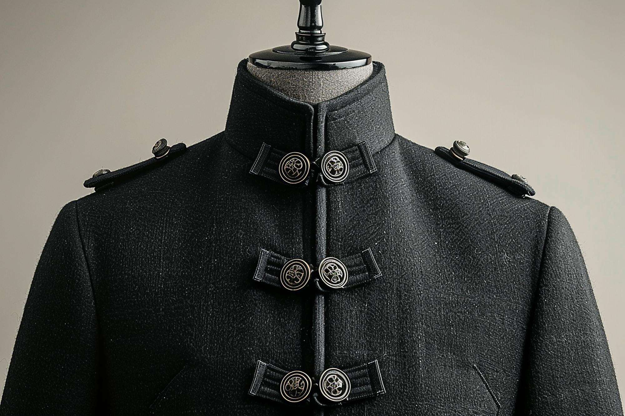 Bestickte Jacke auf Büste in Atelier